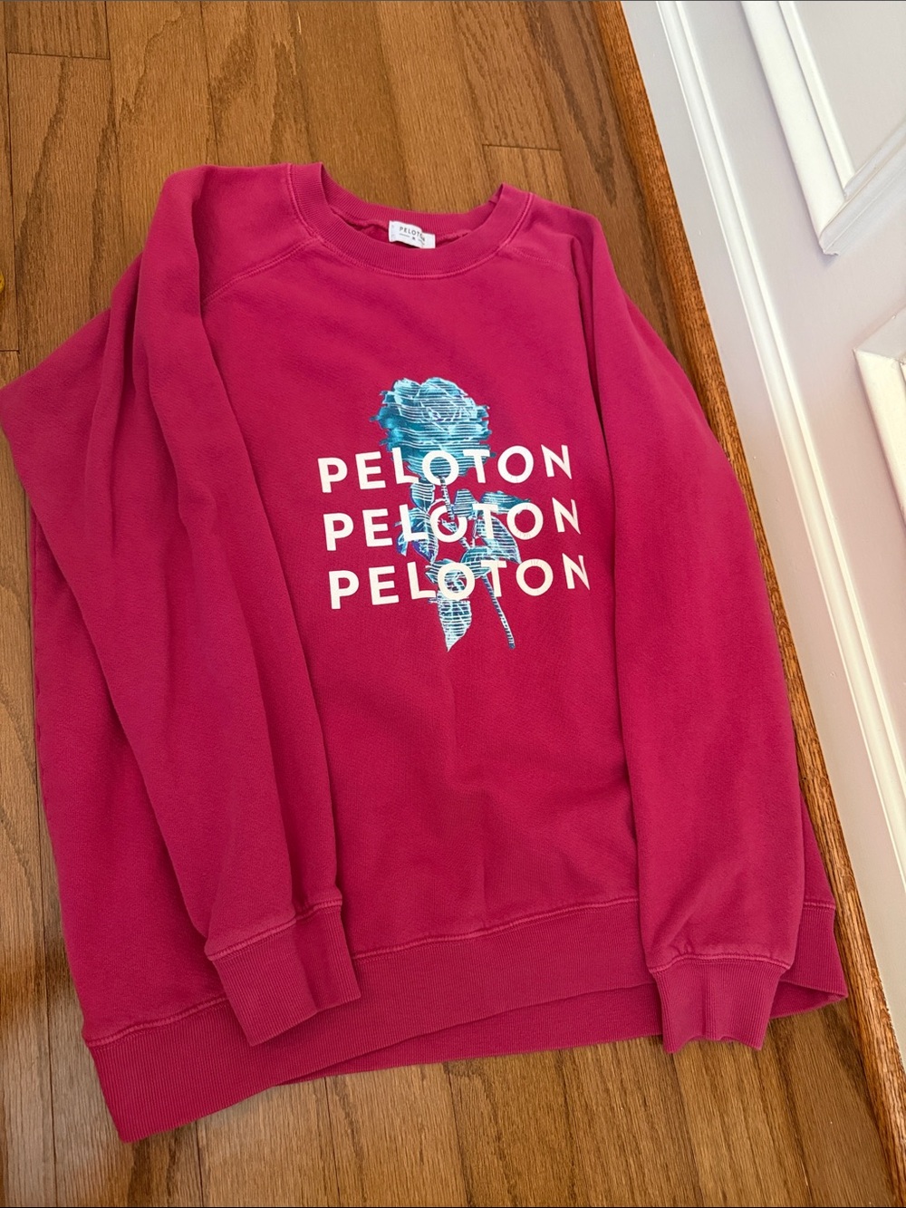 Peloton Oversized Cozy Fit Pink Graphic Pullover Fitness Sweatshirt